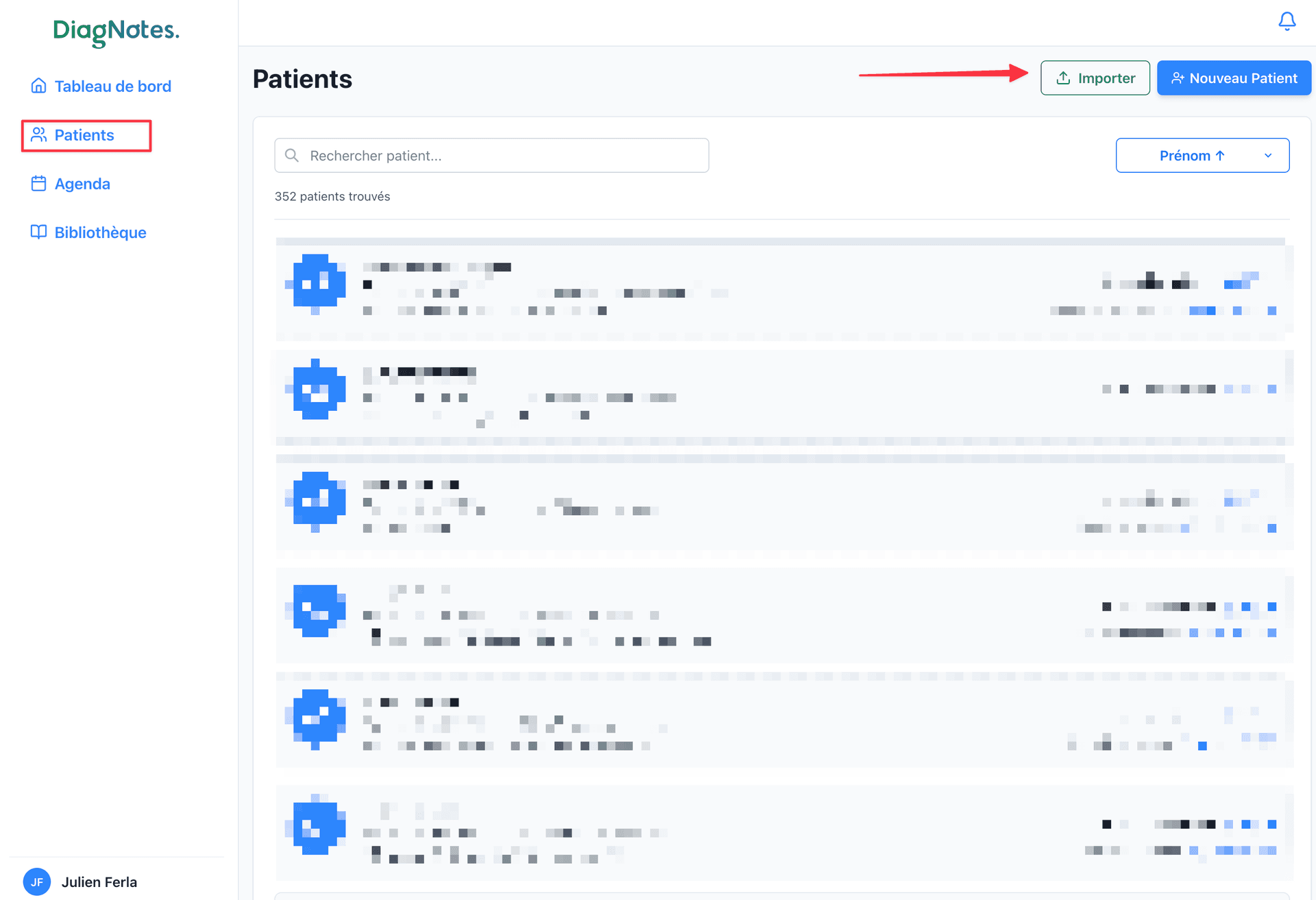 Téléchargement du fichier d’export importer le fichier CSV OneDoc