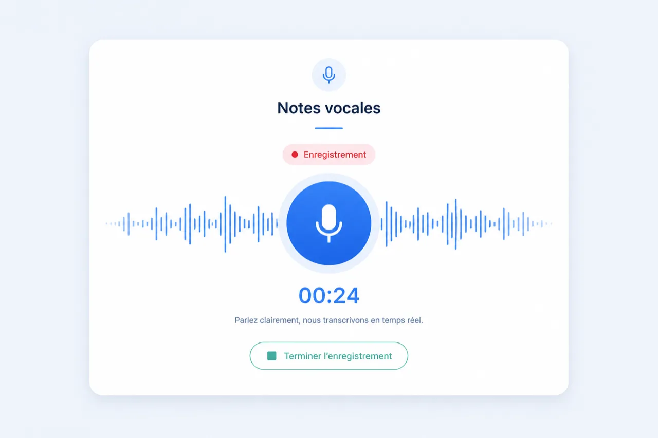Enregistrement d'une note vocale dans DiagNotes